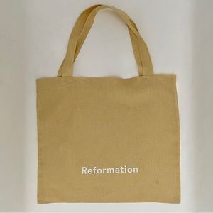 RARE REFORMATION Yellow Linen Tote Bag